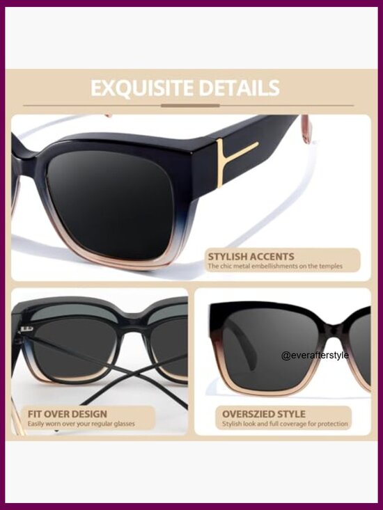 Polarized Fit Over Glasses Sunglasses, UV400 Protection, Square Frame main image 4